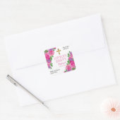 doop | Meisje Roze Waterverf Roos Bloemen | Kruis Vierkante Sticker (Envelop)
