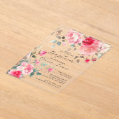 Doop met Blozende Bloesems Acryl Uitnodigingen (Laagn)