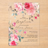 Doop met Blozende Bloesems Acryl Uitnodigingen (Voorkant)