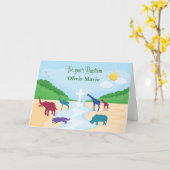 Doop met Dieren in Rivier Personaliseer Naam Kaart (Gele Bloem)