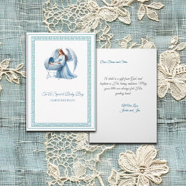  doop met engel en babyjongen kaart