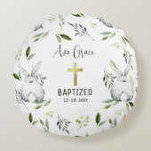 Doop met kruis, Bunny Rond Kussen (Voorkant)