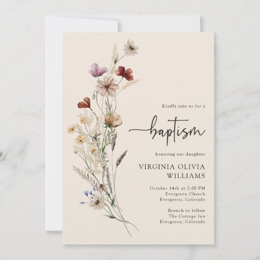 Doop met wilde bloemen kaart (Voorkant)