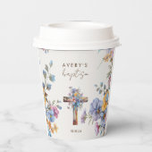 Doop Modern Blue waterverf Cross Elegant Papieren Bekers (Achterkant)