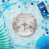 Doop Modern Blue waterverf Cross Elegant Papieren Bordje (Feest)