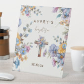 Doop Modern Blue waterverf Cross Elegant Reclamebord Met Voetstuk (Insitu)