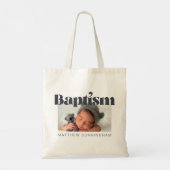 Doop Modern Vet Simpel Foto Bedankt Tote Bag (Achterkant)