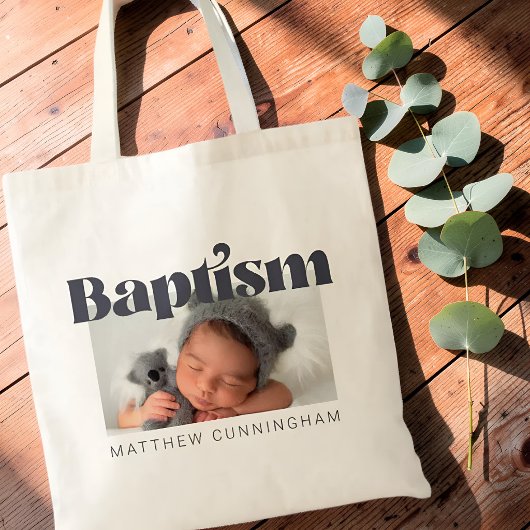 Doop Modern Vet Simpel Foto Bedankt Tote Bag