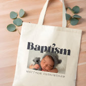Doop Modern Vet Simpel Foto Bedankt Tote Bag