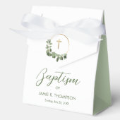 Doop Moderne Groene krans gouden kruis Custom Bedankdoosjes (Voorkant)