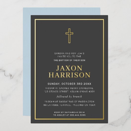 DOOP moderne minimale grens overstijgende jongen b Folie Uitnodiging (Voorkant / Achterkant)