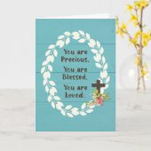 Doop Mooie Gezegende en Geliefde op Tweekleur Hout Kaart (Gele Bloem)