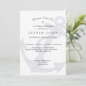 Doop Nautisch Anker Blauwe Jongen Kaart (Staand voorkant)