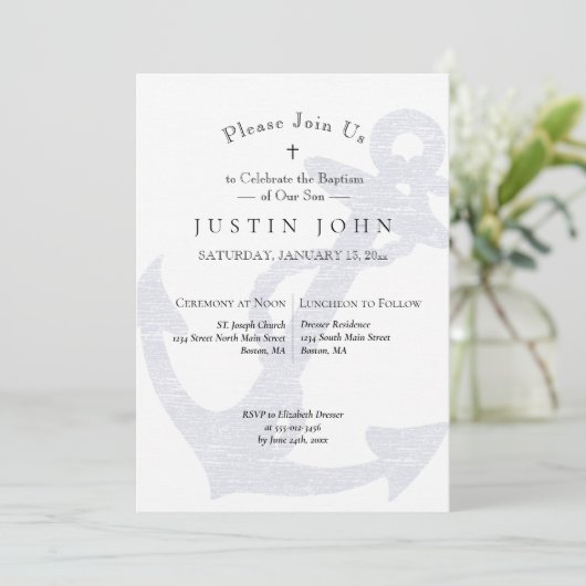 Doop Nautisch Anker Blauwe Jongen Kaart (Staand voorkant)