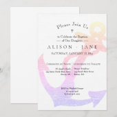 Doop Nautisch Anker Roze Lavendel Meisje Kaart (Voorkant / Achterkant)