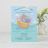 Doop Noah's Ark Baby Dieren Blauw Kaart (Staand voorkant)