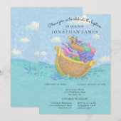 Doop Noah's Ark Baby Dieren Blauw Kaart (Voorkant / Achterkant)