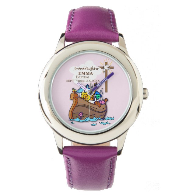 Doop Noah's Ark kleindochter gepersonaliseerd Horloge (Voorkant)