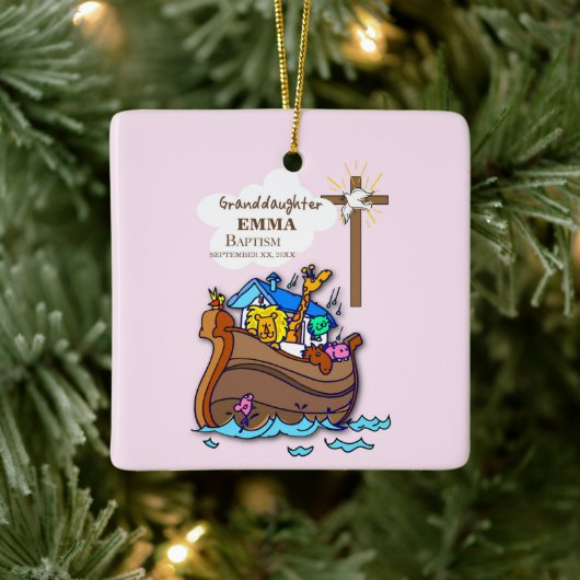 Doop Noah's Ark kleindochter gepersonaliseerd Keramisch Ornament (Boom)