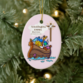 Doop Noah's Ark kleindochter gepersonaliseerd Keramisch Ornament