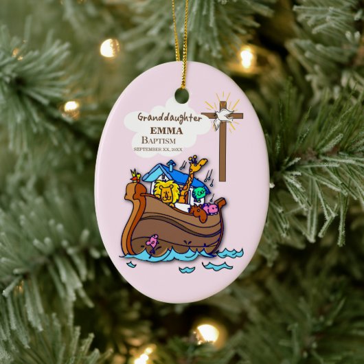Doop Noah's Ark kleindochter gepersonaliseerd Keramisch Ornament (Boom)