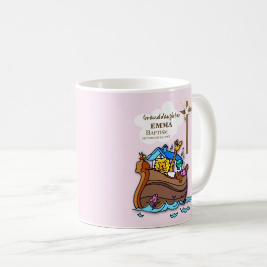Doop Noah's Ark kleindochter gepersonaliseerd Koffiemok (Voorkant rechts)