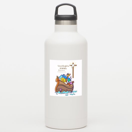 Doop Noah's Ark kleindochter gepersonaliseerd Sticker (Waterfles)