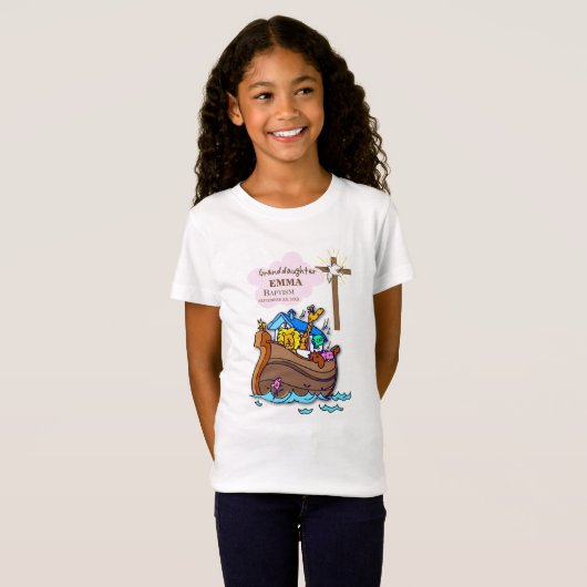 Doop Noah's Ark kleindochter gepersonaliseerd T-shirt (Voorkant volledig)