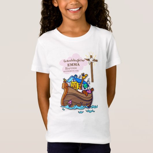 Doop Noah's Ark kleindochter gepersonaliseerd T-shirt (Voorkant)