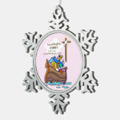 Doop Noah's Ark kleindochter gepersonaliseerd Tin Sneeuwvlok Ornament (Rechts)