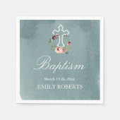 Doop Ocean Marsala Bloemenmonogram Servet (Voorkant)