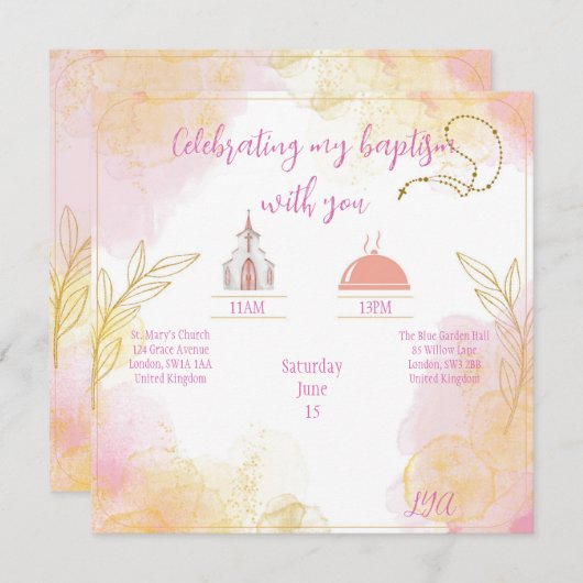 Doop- of communieaankondiging  kaart (Voorkant / Achterkant)