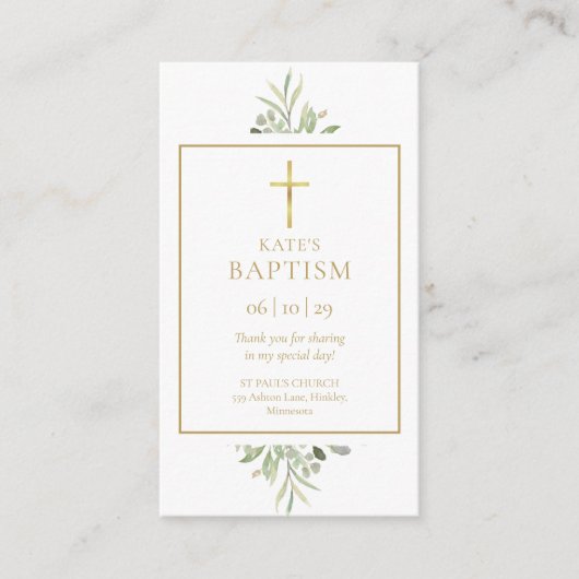 Doop- of doopgebedkaart informatiekaartje (Voorkant)