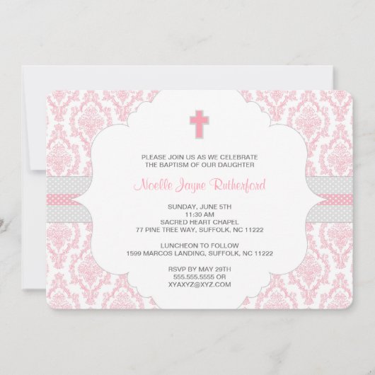 Doop of Eerste Communie Uitnodigen voor meisjes /  Kaart (Voorkant)