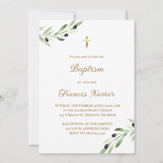 Doop olijftak kaart (Voorkant)