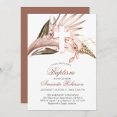 Doop Orchidee Pampas Grass Terracotta Uitnodiging (Voorkant / Achterkant)