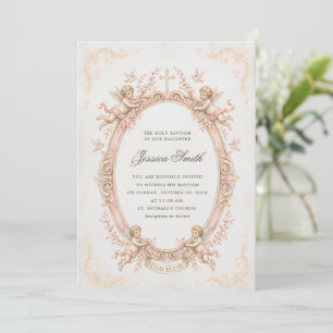Doop Oud-Renaissance Cherub Roze  Kaart