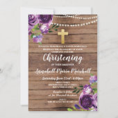 Doop Paarse Bloemen Lichten Doophout Kaart (Voorkant)