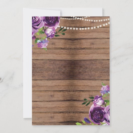 Doop Paarse Bloemen Lichten Doophout Kaart (Achterkant)