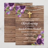 Doop Paarse Bloemen Lichten Doophout Kaart (Voorkant / Achterkant)