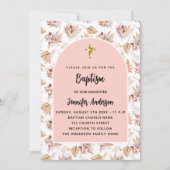 Doop pampas bloemen roos goud roze meisje kaart (Voorkant)