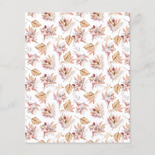 Doop pampas bloemen roos gouden budget uitnodiging flyer (Achterkant)