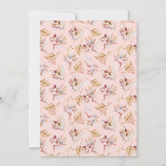 Doop pampas florals roos goud roze meisje kaart (Achterkant)