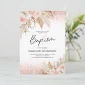 Doop Pampas Gras Roze Doopfeest Kaart (Staand voorkant)