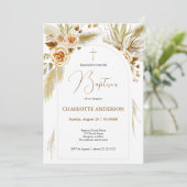 Doop pampas gras waterverf boho elegant kaart (Staand voorkant)