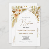 Doop pampas gras waterverf boho elegant kaart (Voorkant / Achterkant)