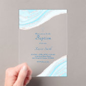 Doop pastel blauw marmer acryl uitnodigingen (Insitu (Draagbaar))