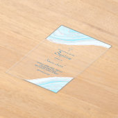 Doop pastel blauw marmer acryl uitnodigingen (Laagn)