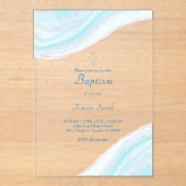 Doop pastel blauw marmer acryl uitnodigingen (Voorkant)