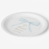 Doop pastel blauwe boog papieren bordje (Gekanteld)